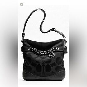 COACH SIGNATURE BLACK OPTIC CHAIN SHOULDER BAG